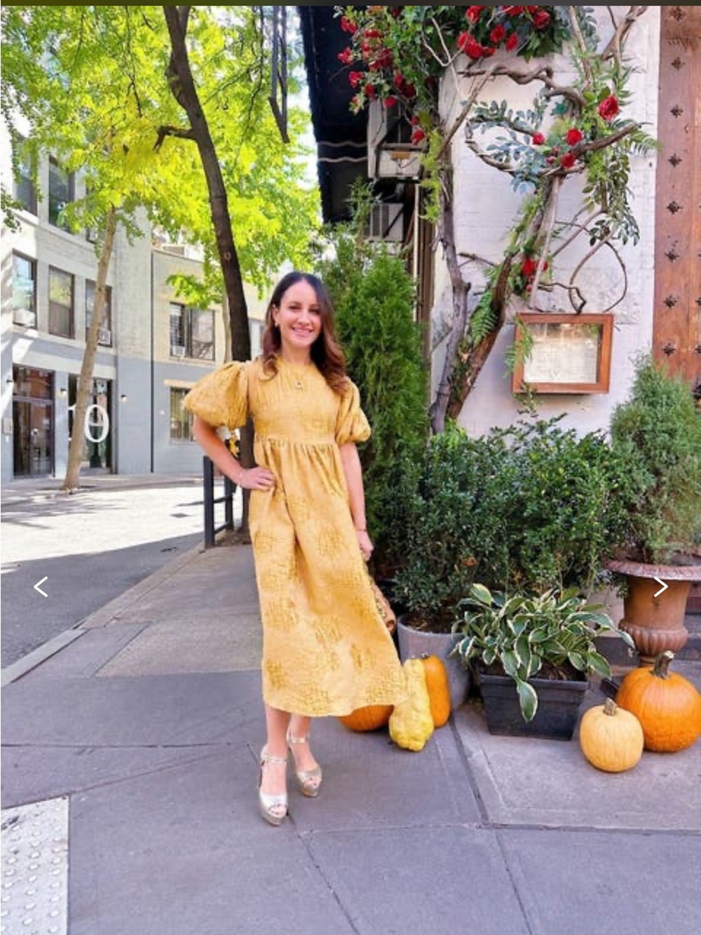 RHODE Ruth Dress Gold Brocade Jacquard Midi Puff Sleeve Yellow - Picture 4 of 8